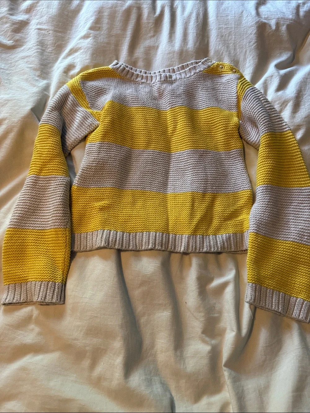 GAP Striped Yellow and Beige Crewneck Sweater